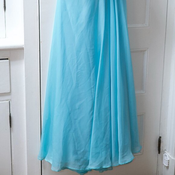 Mori Lee by Madeline Gardner - Sky Blue / Turquoise Dress - Size 4 - Picture 3 of 5